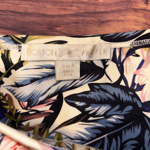 Boston Proper Tropical Floral One-Shoulder Ruffle Top - Size 4 - Picture 4 of 9